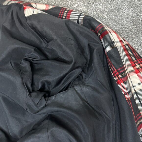 H&M Double Breasted Blazer Women 4 Red Black Tartan Plaid Oversize Career Preppy - Picture 8 of 11